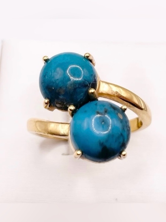 925 Sterling Silver Jewelry - Size 7 blue turquoise 925 Sterling silver bypass Ring